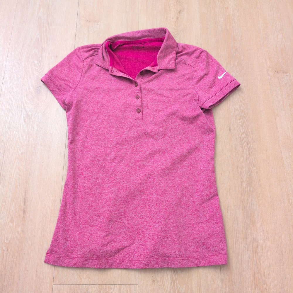 Nike Golf Dri-FIT Polo Shirt Pink Heathered Short Sleeve Womens Small